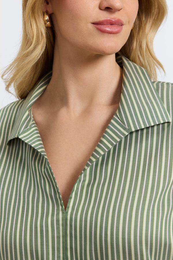 Foxcroft Agnes Plus Mini Stripe Long Sleeve Popover Shirt