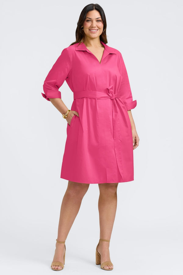 foxcroft Agnes Plus No Iron Stretch Matte Sateen 3/4 Sleeve Dress