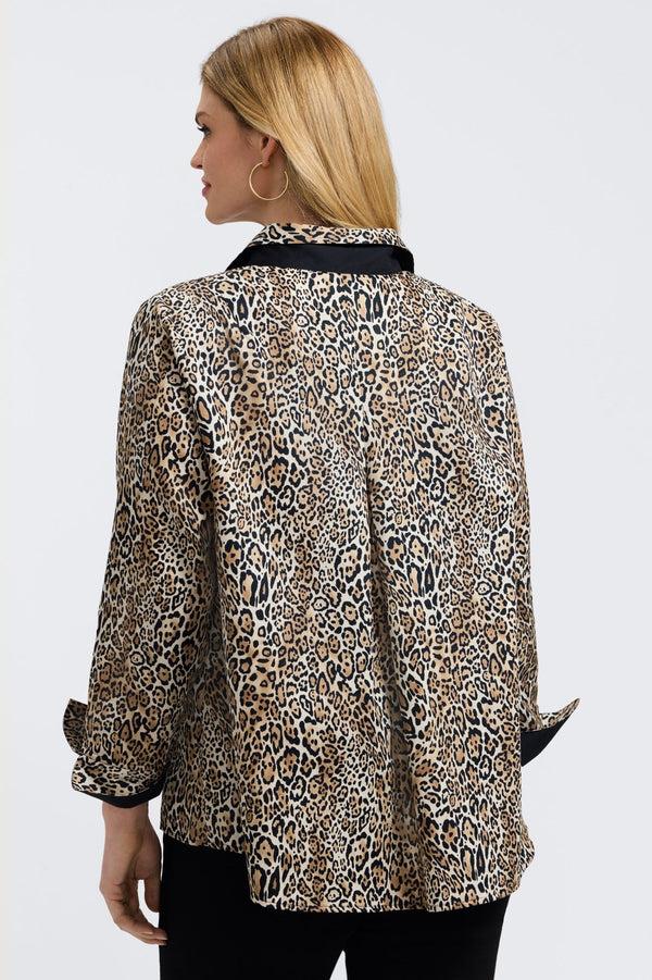 Foxcroft Agnes Plus Playful Animal Long Sleeve Popover Shirt