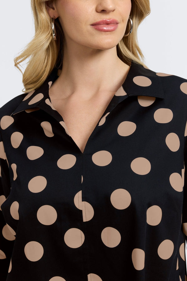 Foxcroft Agnes Plus Polka Dot 3/4 Sleeve Popover Shirt