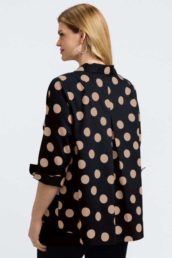 Foxcroft Agnes Plus Polka Dot 3/4 Sleeve Popover Shirt