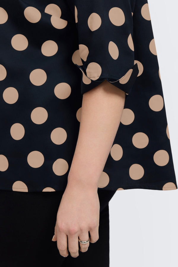 Foxcroft Agnes Plus Polka Dot 3/4 Sleeve Popover Shirt