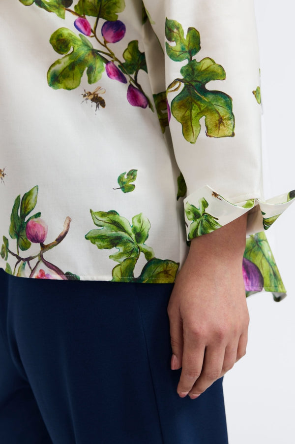 Foxcroft Agnes Plus Sweet Figs Long Sleeve Popover Shirt