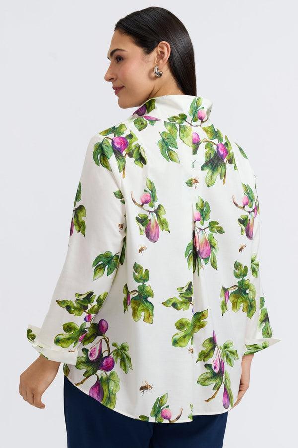 Foxcroft Agnes Plus Sweet Figs Long Sleeve Popover Shirt