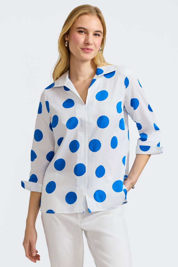foxcroft Agnes Springtime Dot 3/4 Sleeve Popover Shirt