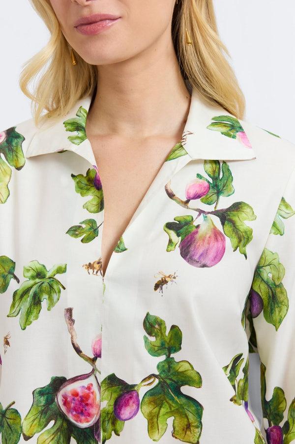 Foxcroft Agnes Sweet Figs Long Sleeve Popover Shirt