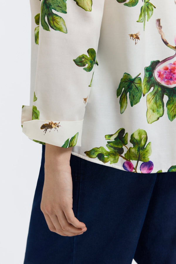 Foxcroft Agnes Sweet Figs Long Sleeve Popover Shirt
