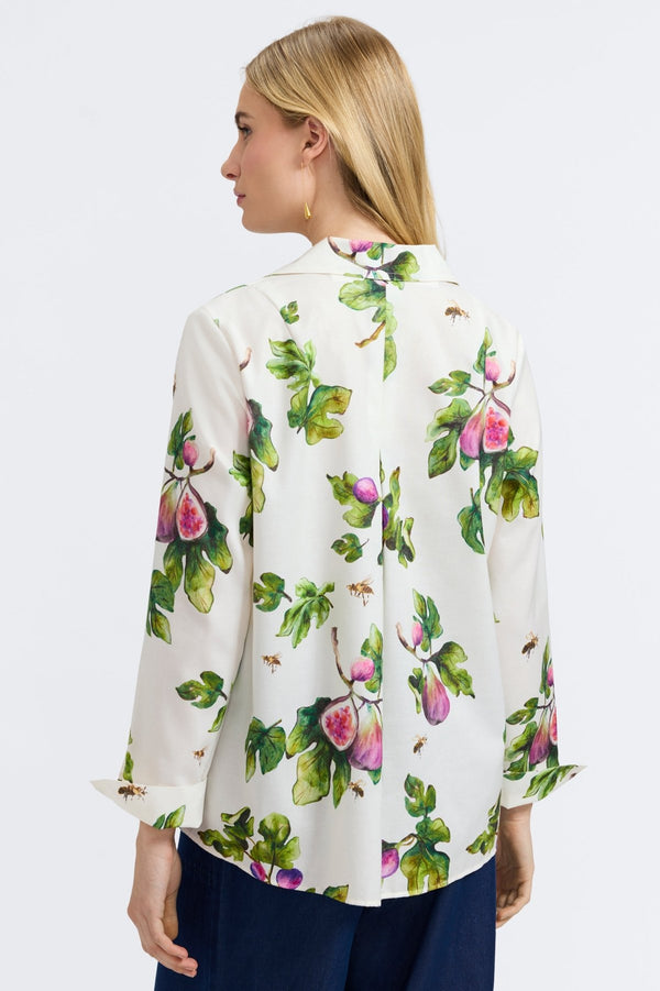 Foxcroft Agnes Sweet Figs Long Sleeve Popover Shirt