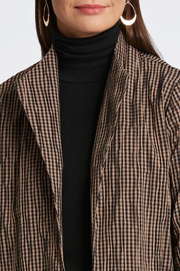 Foxcroft Alana Mini Gingham Crinkle Long Sleeve Jacket