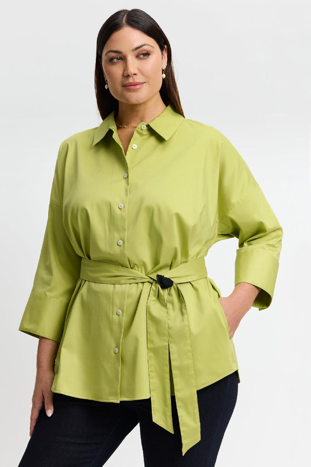foxcroft Avery Plus Stretch Matte Sateen No Iron 3/4 Sleeve Shirt