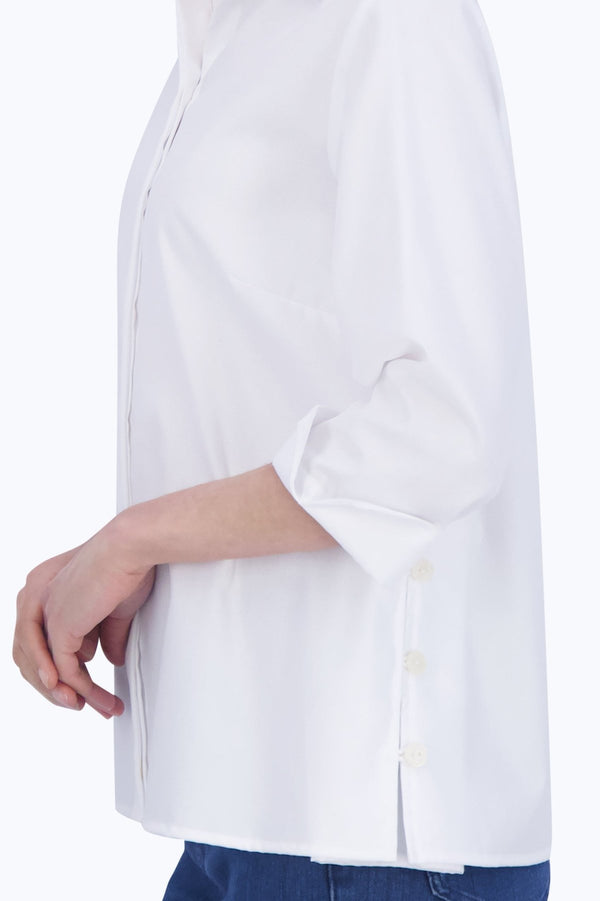 Foxcroft Beatrice No Iron Cavalry Twill 3/4 Sleeve Shirt