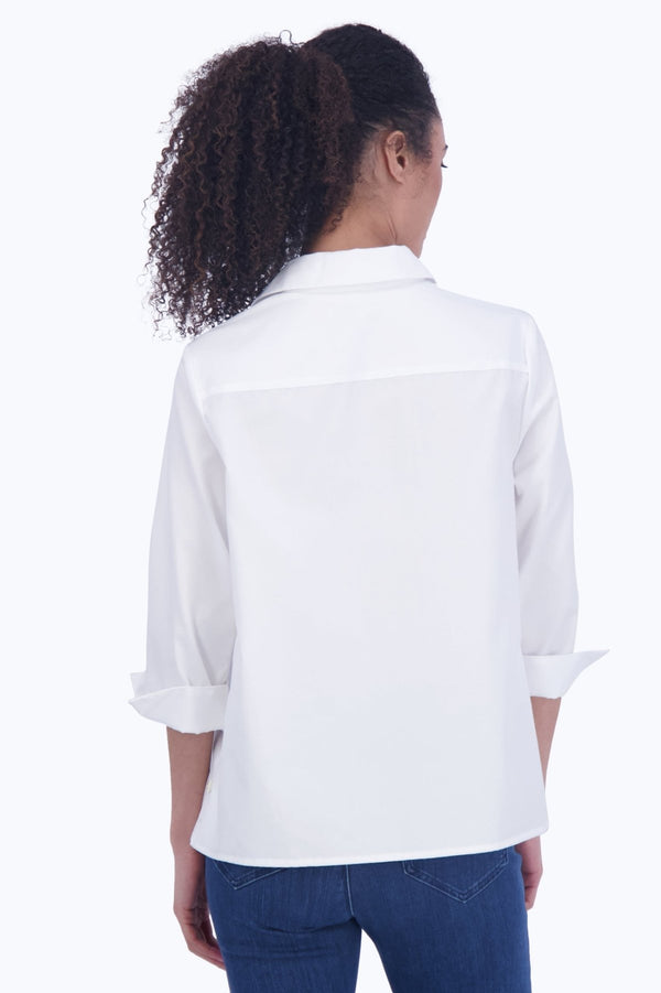 Foxcroft Beatrice No Iron Cavalry Twill 3/4 Sleeve Shirt