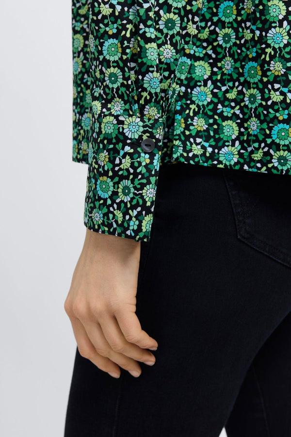 Foxcroft Bella Geo Floral Long Sleeve Popover Shirt