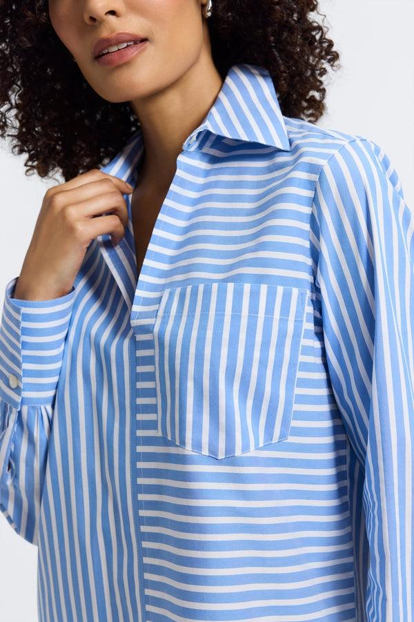 Foxcroft Bella No Iron Stretch Striped Long Sleeve Shirt