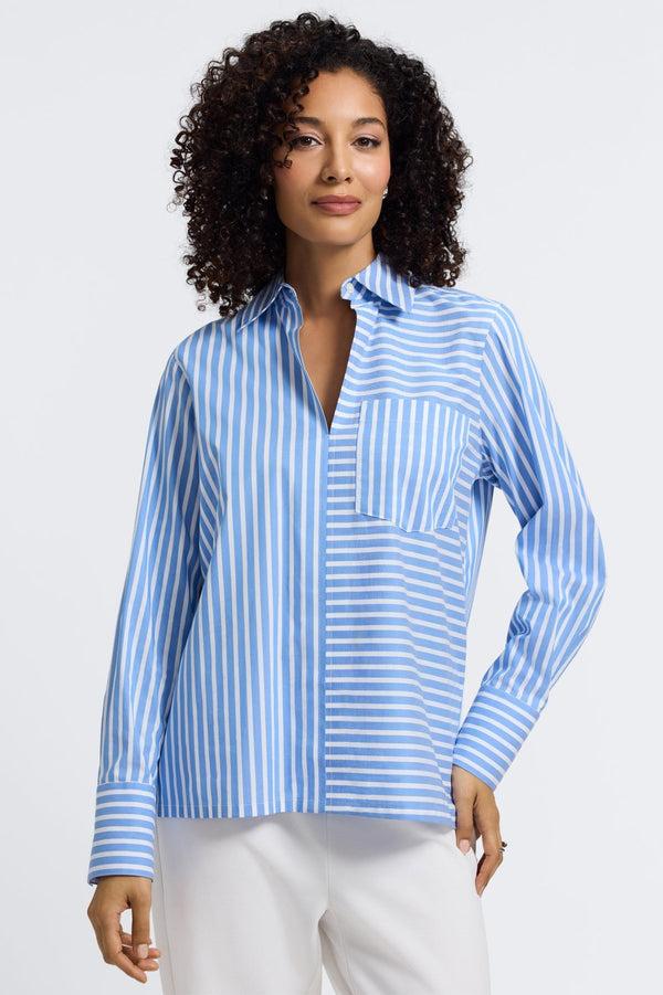 foxcroft Bella No Iron Stretch Striped Long Sleeve Shirt