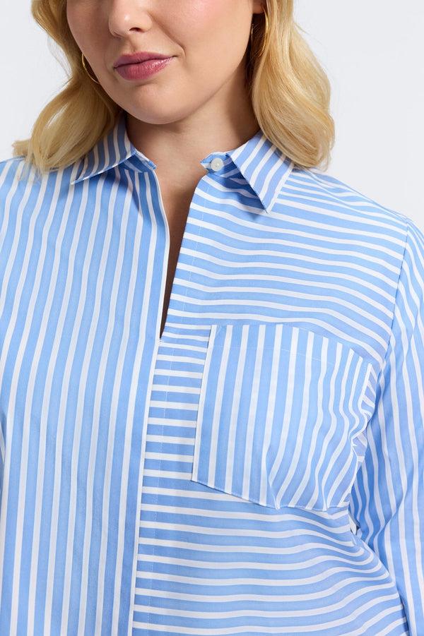 Foxcroft Bella Plus No Iron Stretch Striped Long Sleeve Shirt