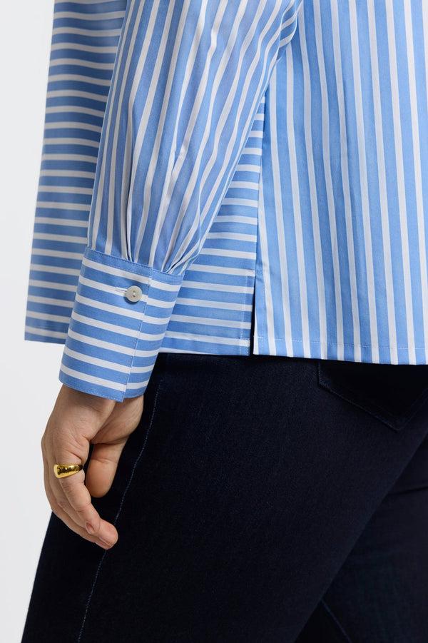 Foxcroft Bella Plus No Iron Stretch Striped Long Sleeve Shirt