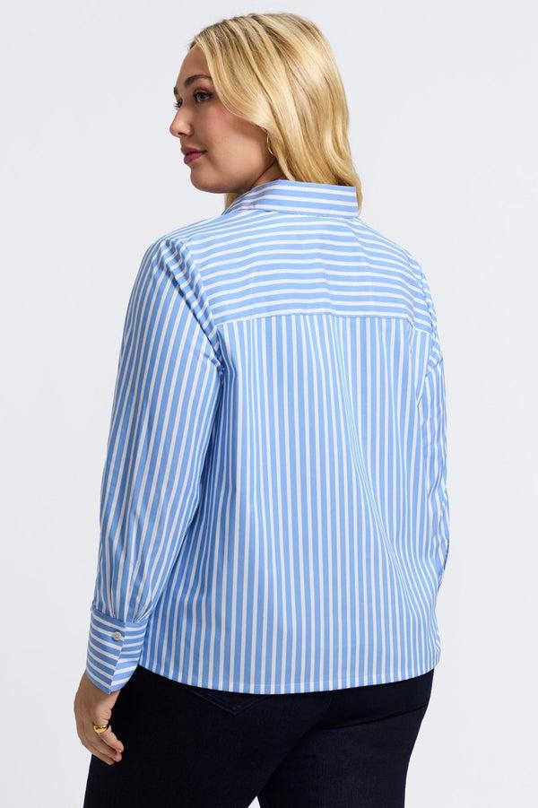 Foxcroft Bella Plus No Iron Stretch Striped Long Sleeve Shirt