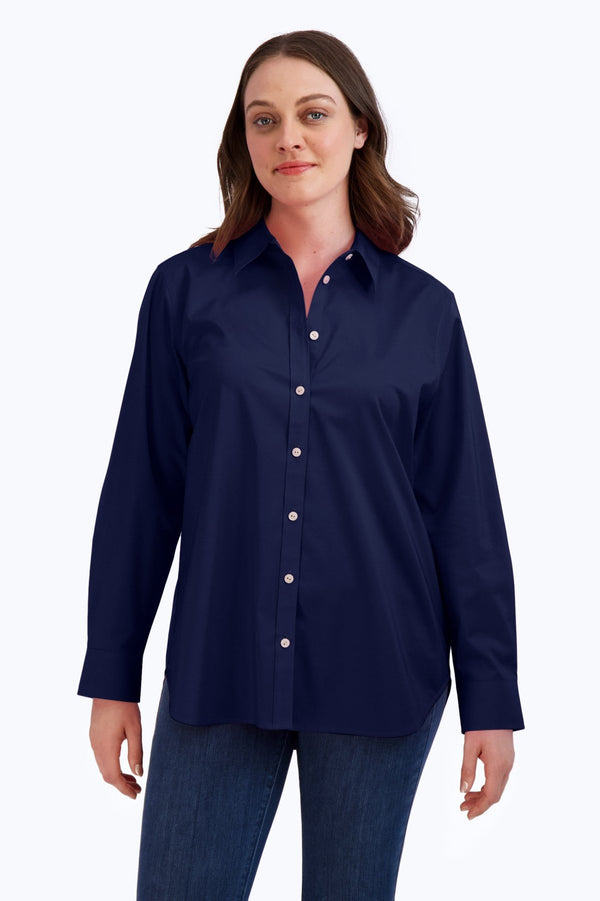 foxcroft Boyfriend No Iron Stretch Long Sleeve Tunic