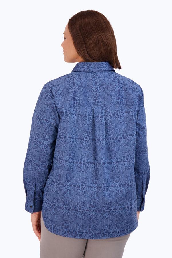 Foxcroft Boyfriend Plus Non-Iron Croc Jacquard Tunic