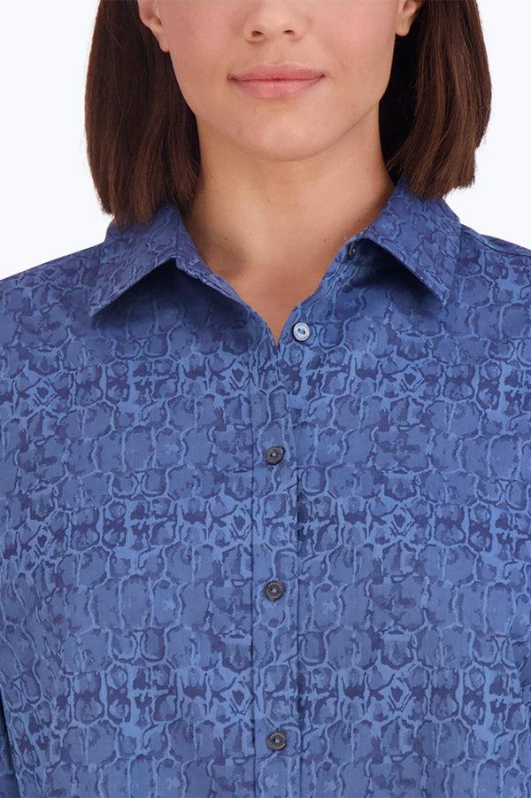Foxcroft Boyfriend Plus Non-Iron Croc Jacquard Tunic