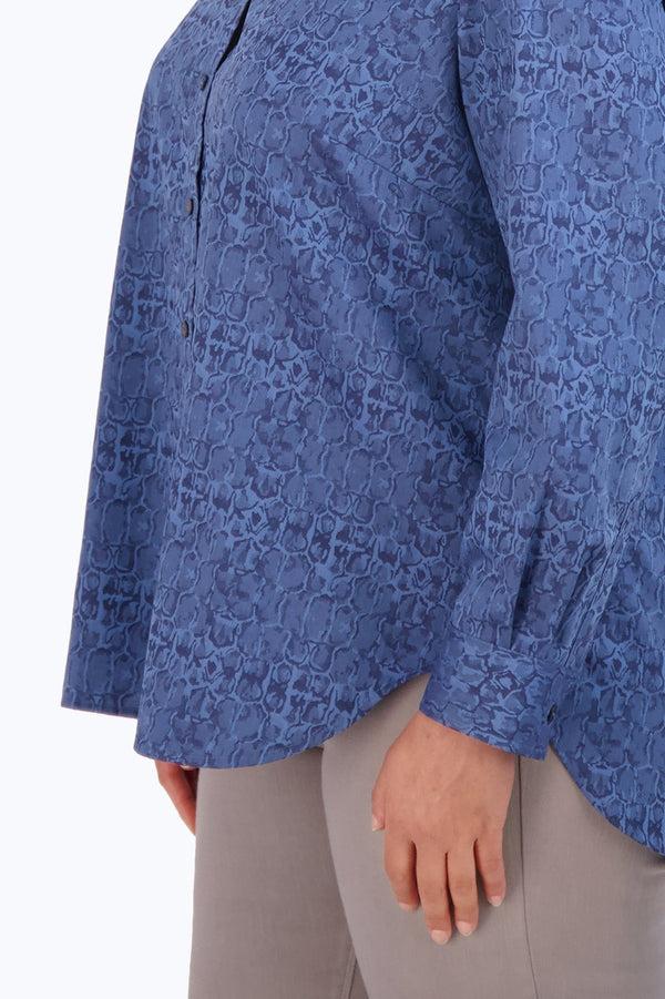 Foxcroft Boyfriend Plus Non-Iron Croc Jacquard Tunic