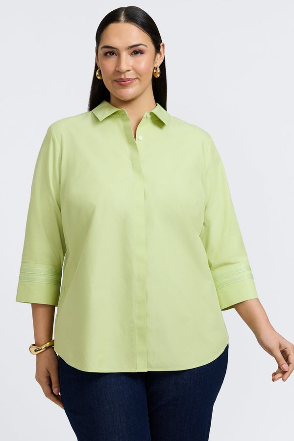 foxcroft Brooke Plus No Iron Pinpoint 3/4 Sleeve Shirt