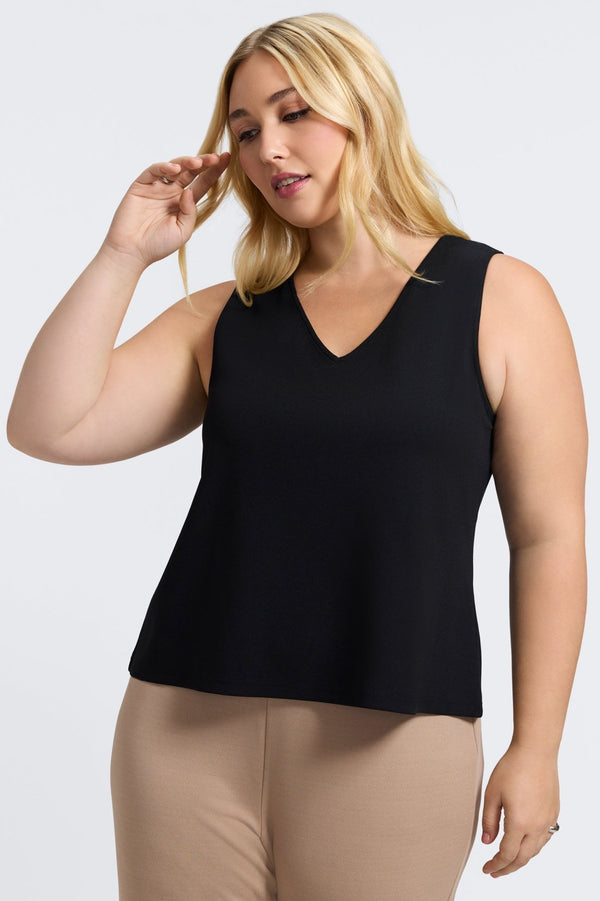 Foxcroft Callie Plus Knit Crepe Reversible Sleeveless Tank