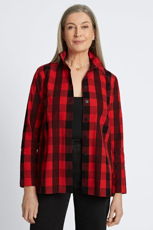 foxcroft Carolina Buffalo Check Corduroy Long Sleeve Shirt Jacket