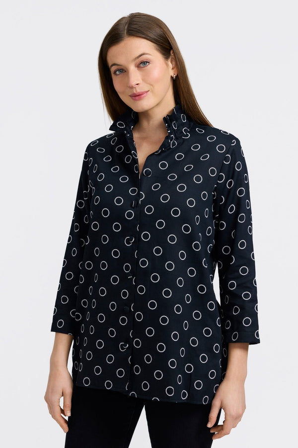 Foxcroft Carolina Circle Dot 3/4 Sleeve Shirt Jacket