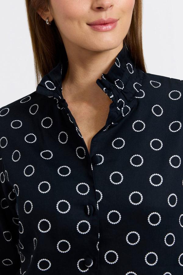 Foxcroft Carolina Circle Dot 3/4 Sleeve Shirt Jacket