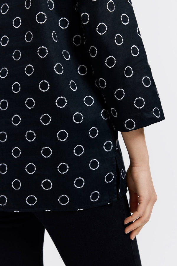 Foxcroft Carolina Circle Dot 3/4 Sleeve Shirt Jacket