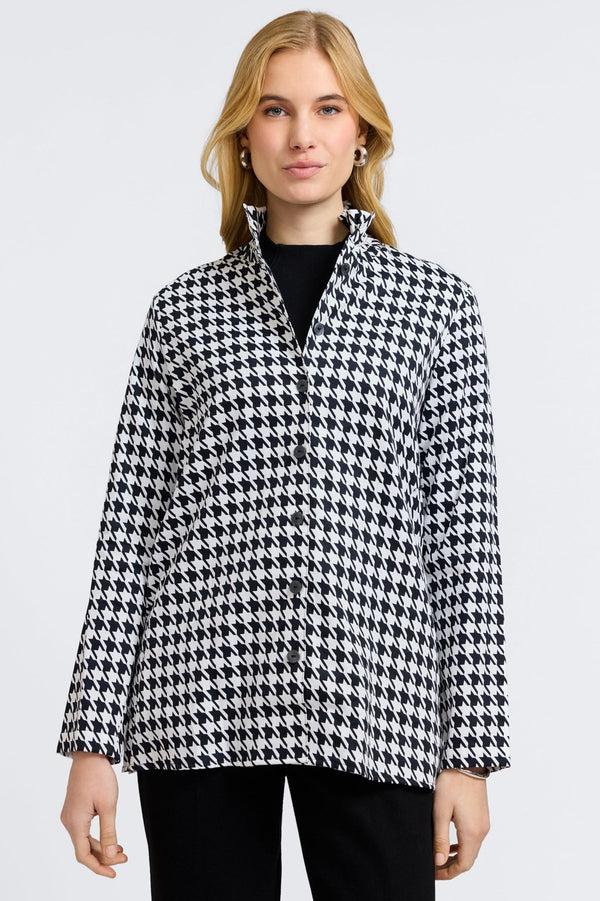 Foxcroft Carolina Classic Houndstooth Long Sleeve Shirt Jacket