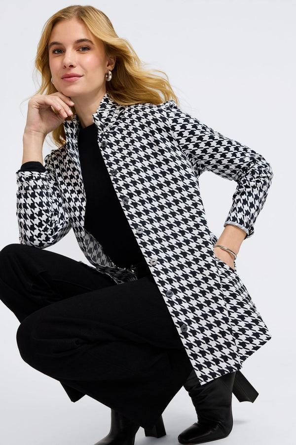 foxcroft Carolina Classic Houndstooth Long Sleeve Shirt Jacket