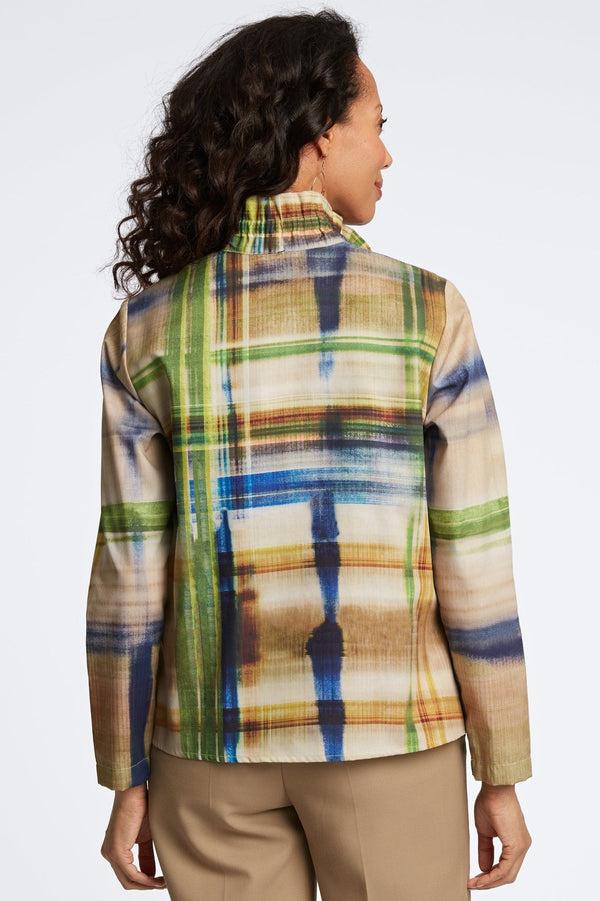 Foxcroft Carolina Painterly Plaid Long Sleeve Shirt Jacket