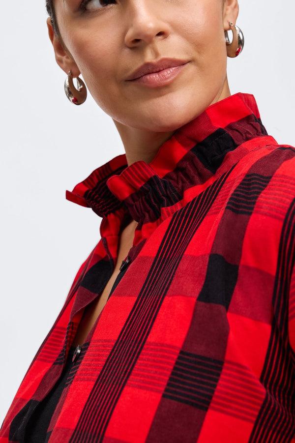 Foxcroft Carolina Plus Buffalo Check Long Sleeve Shirt Jacket