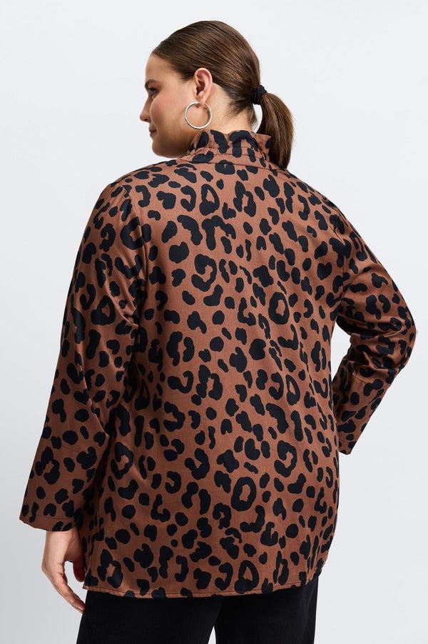 Foxcroft Carolina Plus Cheetah Long Sleeve Shirt Jacket