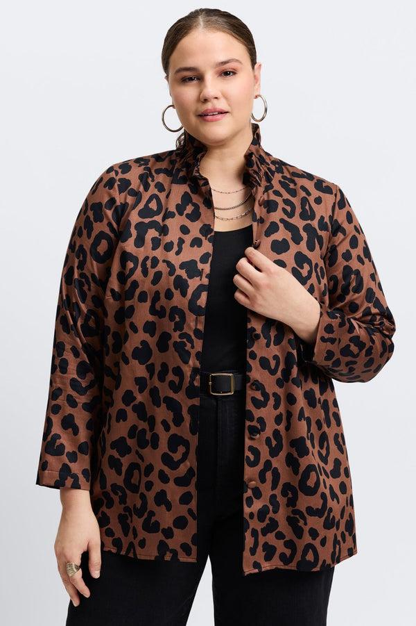 Foxcroft Carolina Plus Cheetah Long Sleeve Shirt Jacket