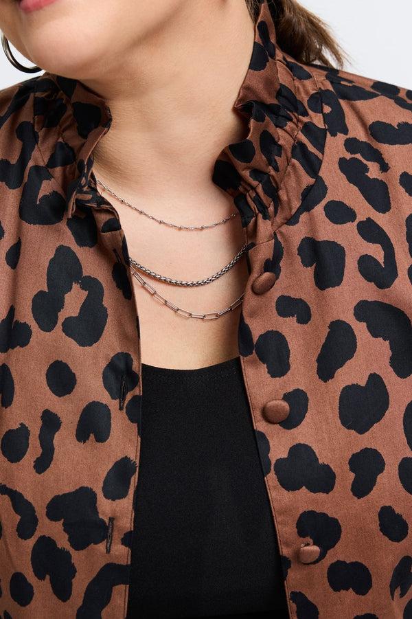 Foxcroft Carolina Plus Cheetah Long Sleeve Shirt Jacket