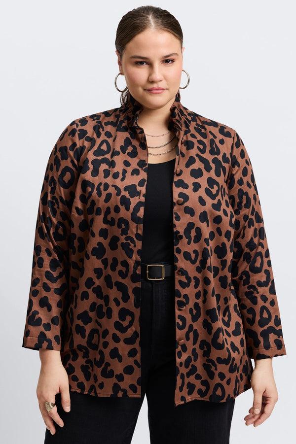 foxcroft Carolina Plus Cheetah Long Sleeve Shirt Jacket