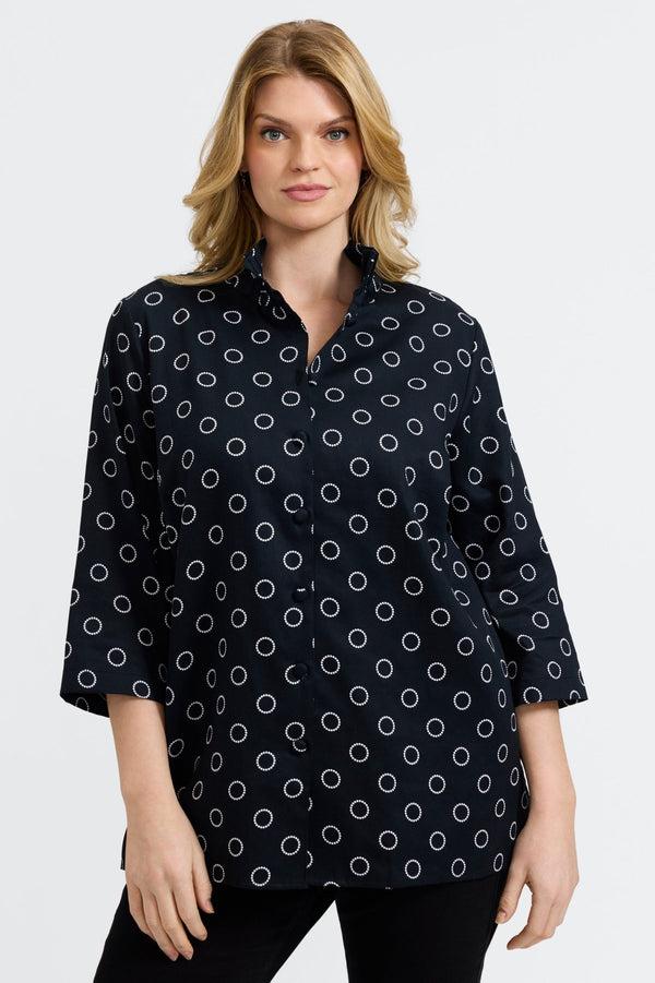 Foxcroft Carolina Plus Circle Dot 3/4 Sleeve Shirt Jacket