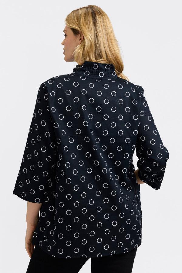 Foxcroft Carolina Plus Circle Dot 3/4 Sleeve Shirt Jacket