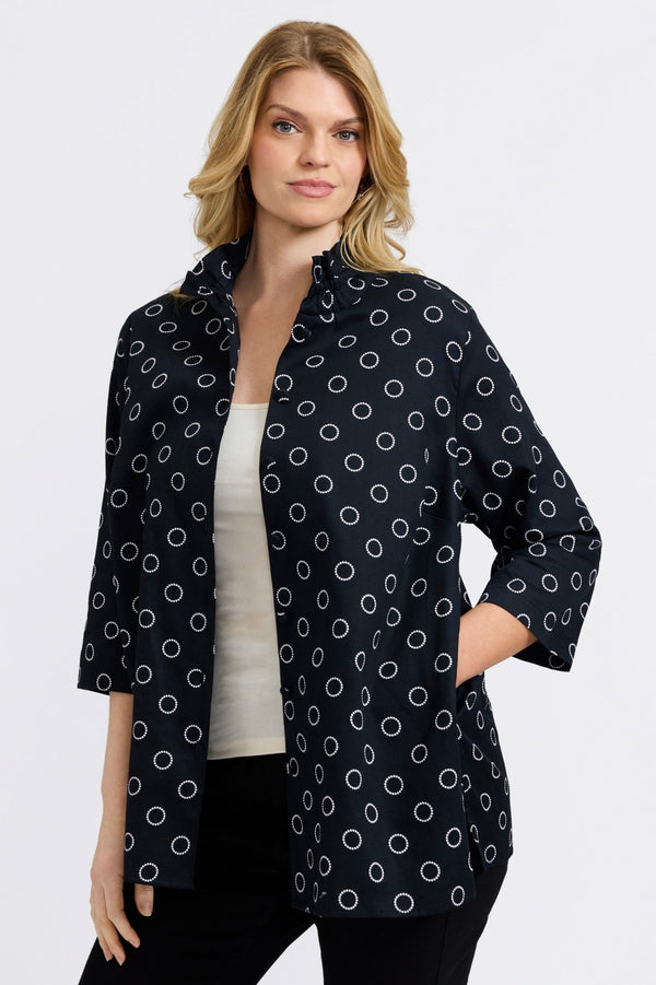 foxcroft Carolina Plus Circle Dot 3/4 Sleeve Shirt Jacket