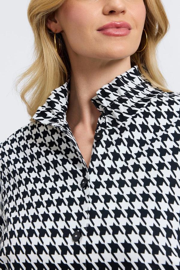 Foxcroft Carolina Plus Classic Houndstooth Long Sleeve Shirt Jacket