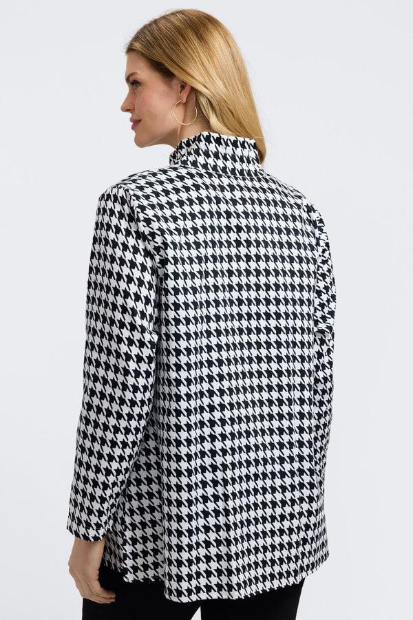 Foxcroft Carolina Plus Classic Houndstooth Long Sleeve Shirt Jacket