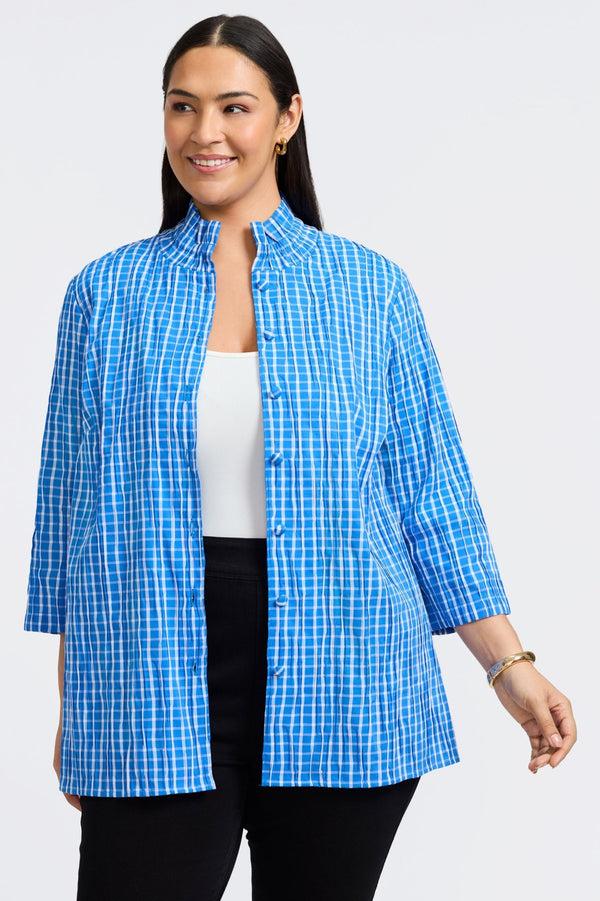 foxcroft Carolina Plus Crinkle 3/4 Sleeve Shirt Jacket