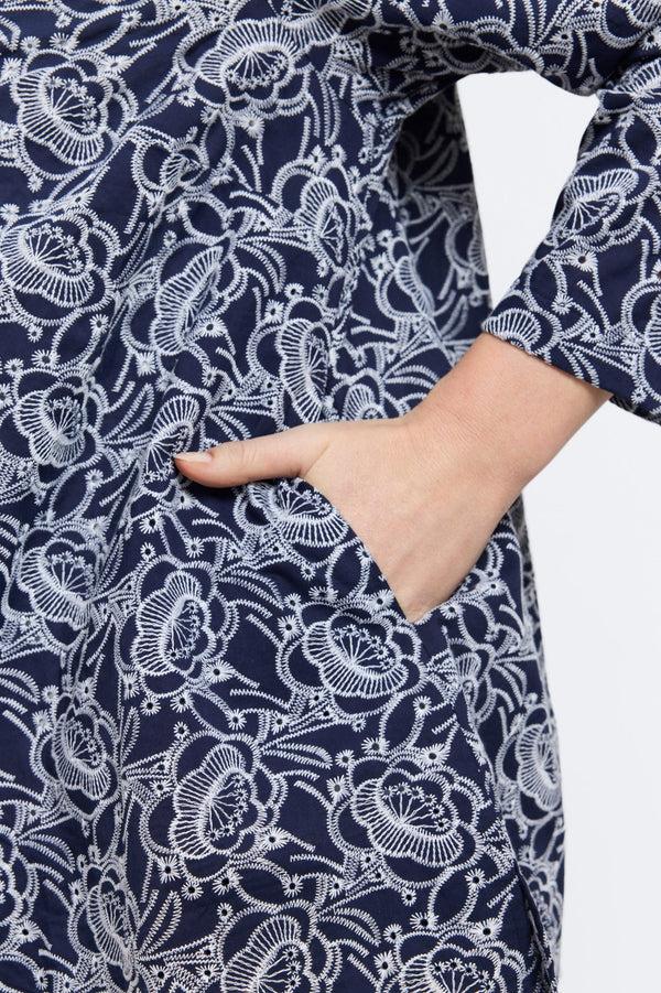 Foxcroft Carolina Plus Floral Allover Eyelet Long Sleeve Shirt Jacket