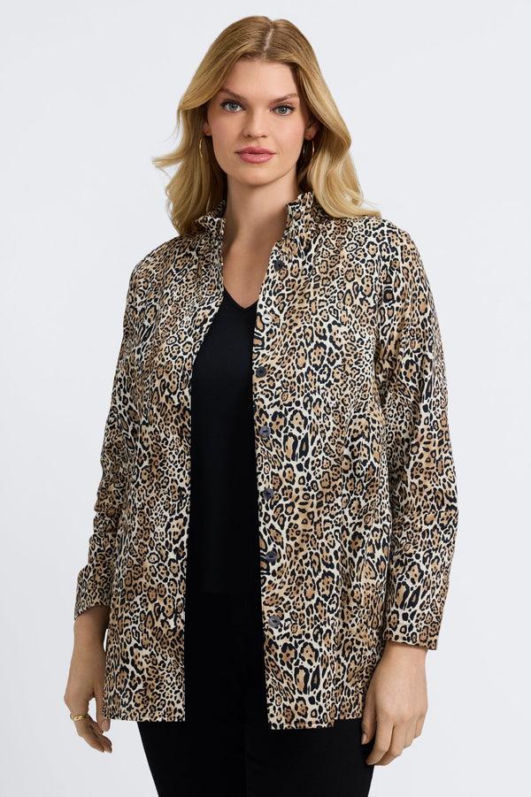 foxcroft Carolina Plus Playful Animal Long Sleeve Shirt Jacket