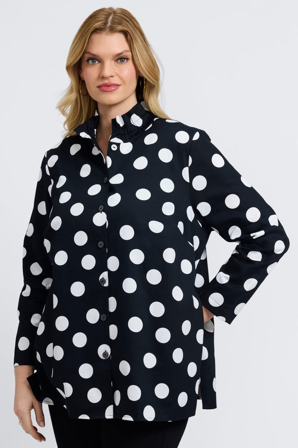 Foxcroft Carolina Plus Polka Dot Long Sleeve Shirt Jacket