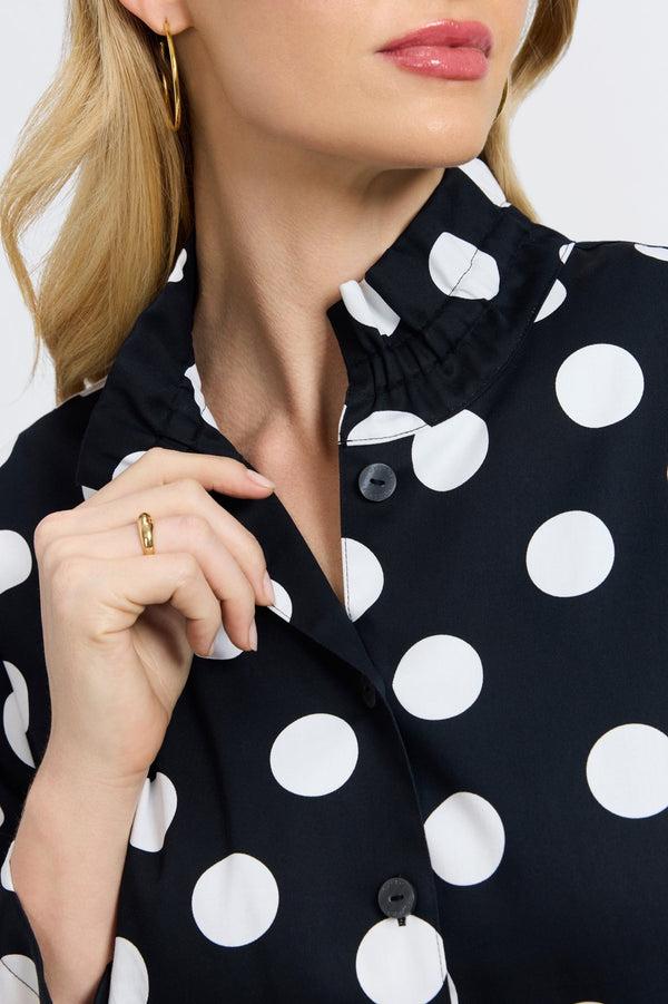 Foxcroft Carolina Plus Polka Dot Long Sleeve Shirt Jacket